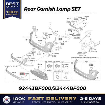 Genuine Rear Garnish Lamp SET 92443BF000 92444BF000 for Hyundai Kona Electric