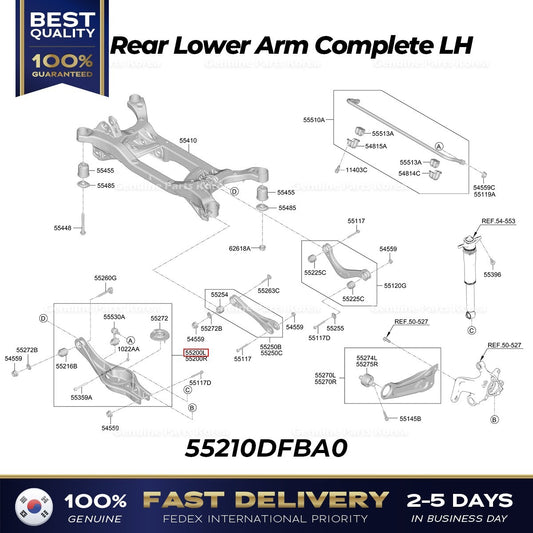 Genuine Rear Lower Arm Complete LH 55210DFBA0 for Hyundai Kona Electric
