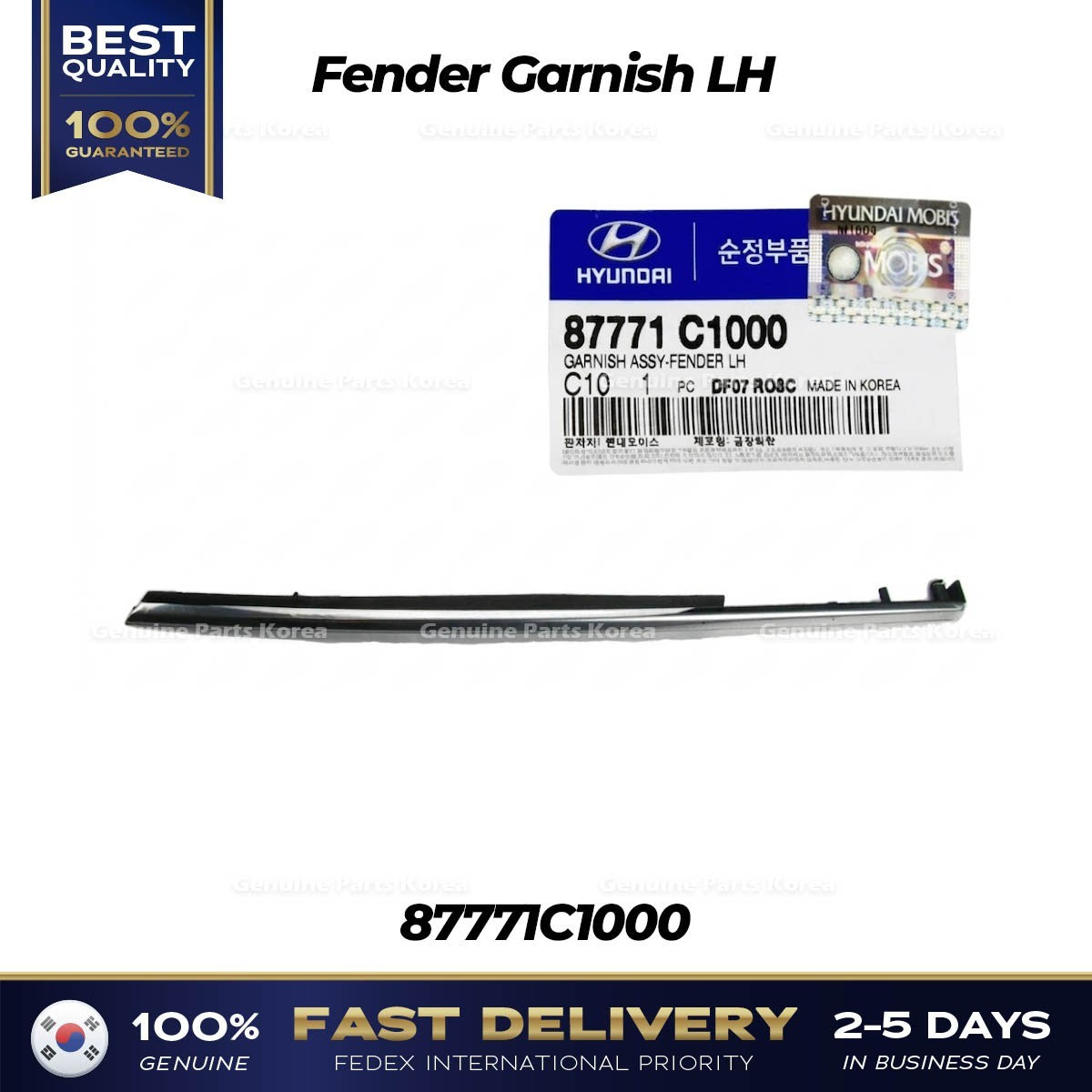 Genuine Fender Garnish LH 87771C1000 for Hyundai Sonata