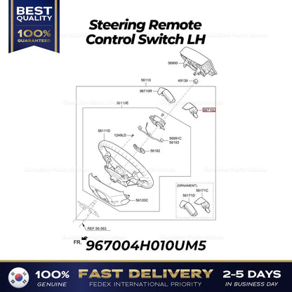 Genuine Steering Remote Control Switch LH 967004H010UM5 for Hyundai H1