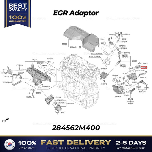 Genuine EGR Adaptor 284562M400 for Hyundai Sonata Tucson Kia Sorento
