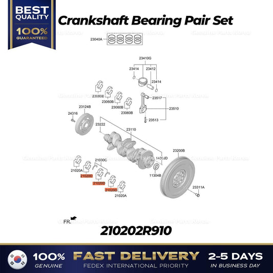 Genuine Crankshaft Bearing Pair Set 210202R910 for Hyundai Santa Fe