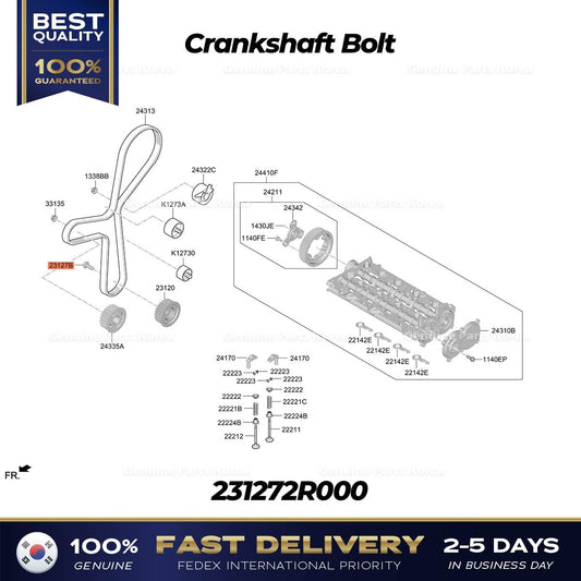 Genuine Crankshaft Bolt 231272R000 for Hyundai Santa Fe