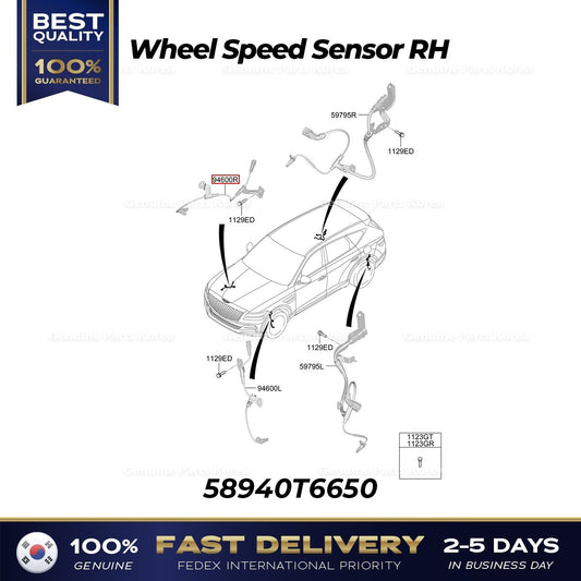 Genuine Wheel Speed Sensor RH 58940T6650 for Hyundai Genesis GV80