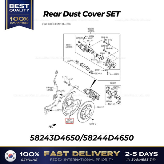 Genuine Rear Dust Cover SET 58243D4650 58244D4650 for Kia Cadenza