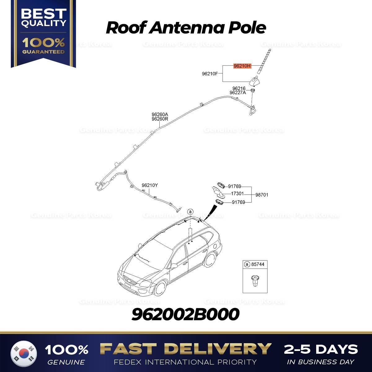 Genuine Roof Antenna Pole 962002B000 for Kia Rondo