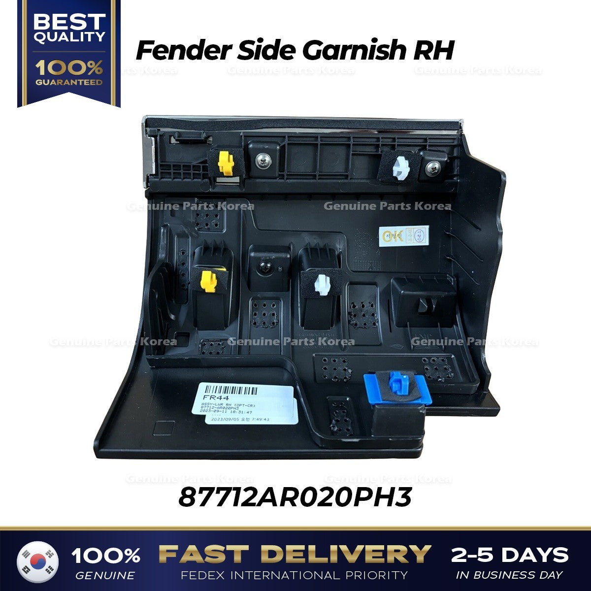 Genuine Fender Side Garnish RH 87712AR020PH3 for Hyundai Genesis GV70