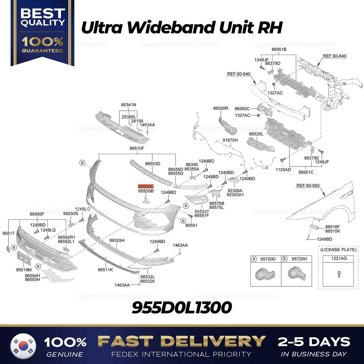 Genuine Ultra Wideband Unit RH 955D0L1300 for Hyundai Sonata