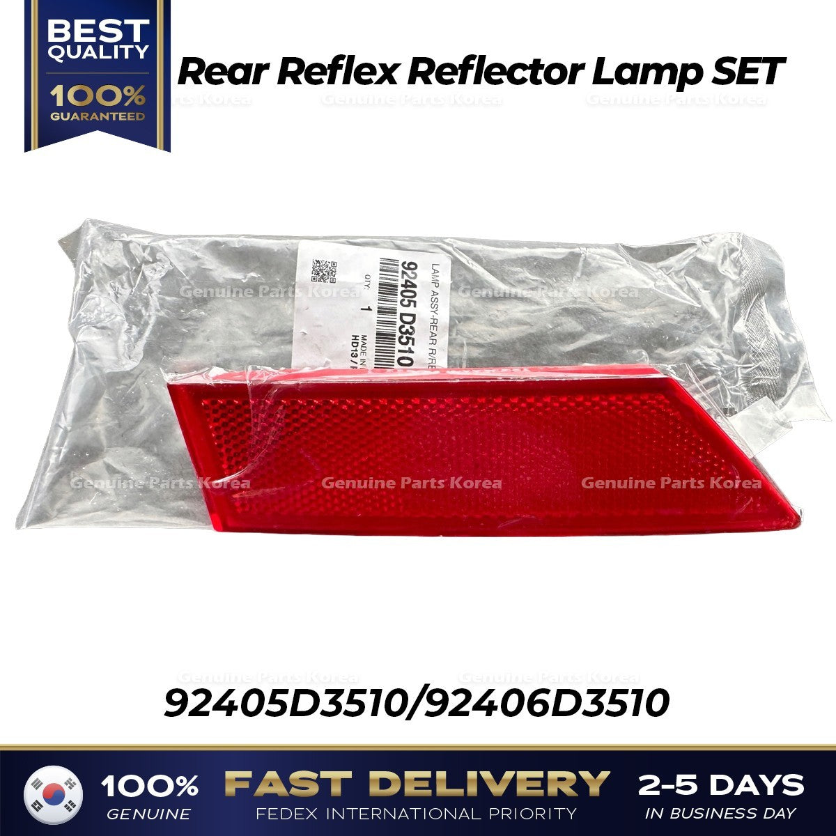 Genuine Rear Reflex Reflector Lamp SET 92405D3510 92406D3510 for Tucson