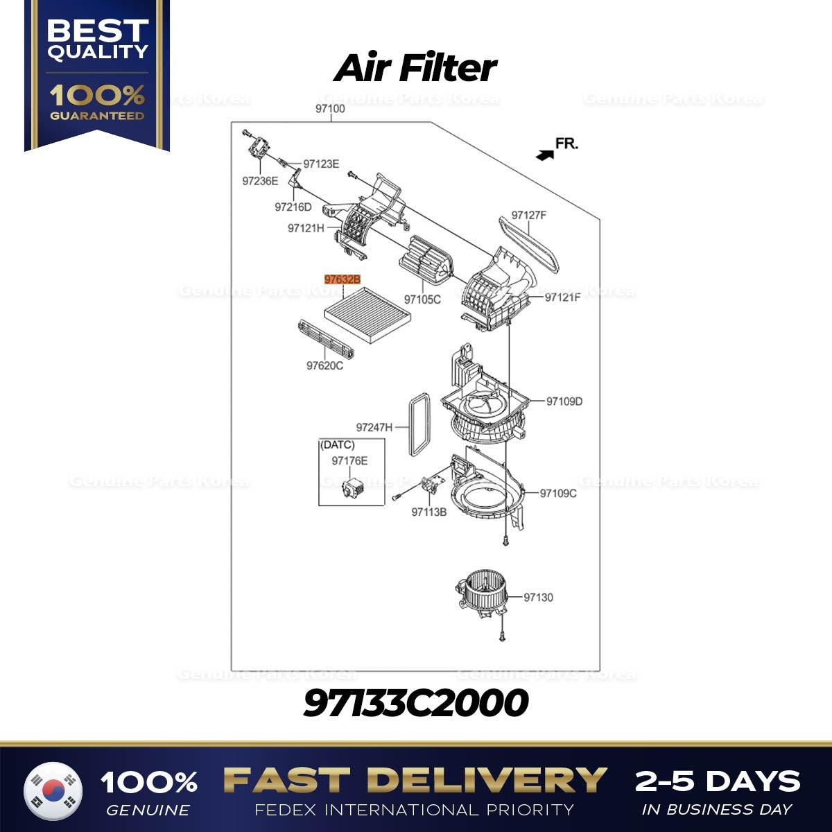 Genuine Air Filter 97133C2000 for Hyundai Sonata