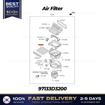 Genuine Air Filter 97133D3200 for Hyundai Kona
