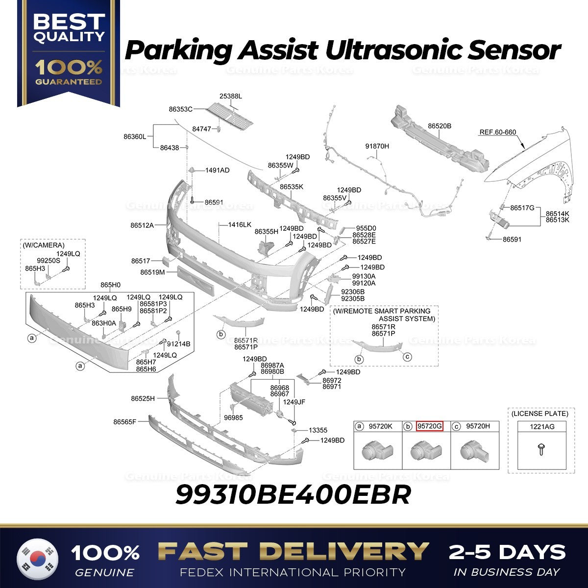 Genuine Parking Assist Ultrasonic Sensor 99310BE400EBR for Hyundai Ioniq 9