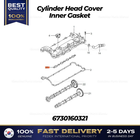 Genuine Cylinder Head Cover Inner Gasket 6730160321 for Ssangyong Tivoli
