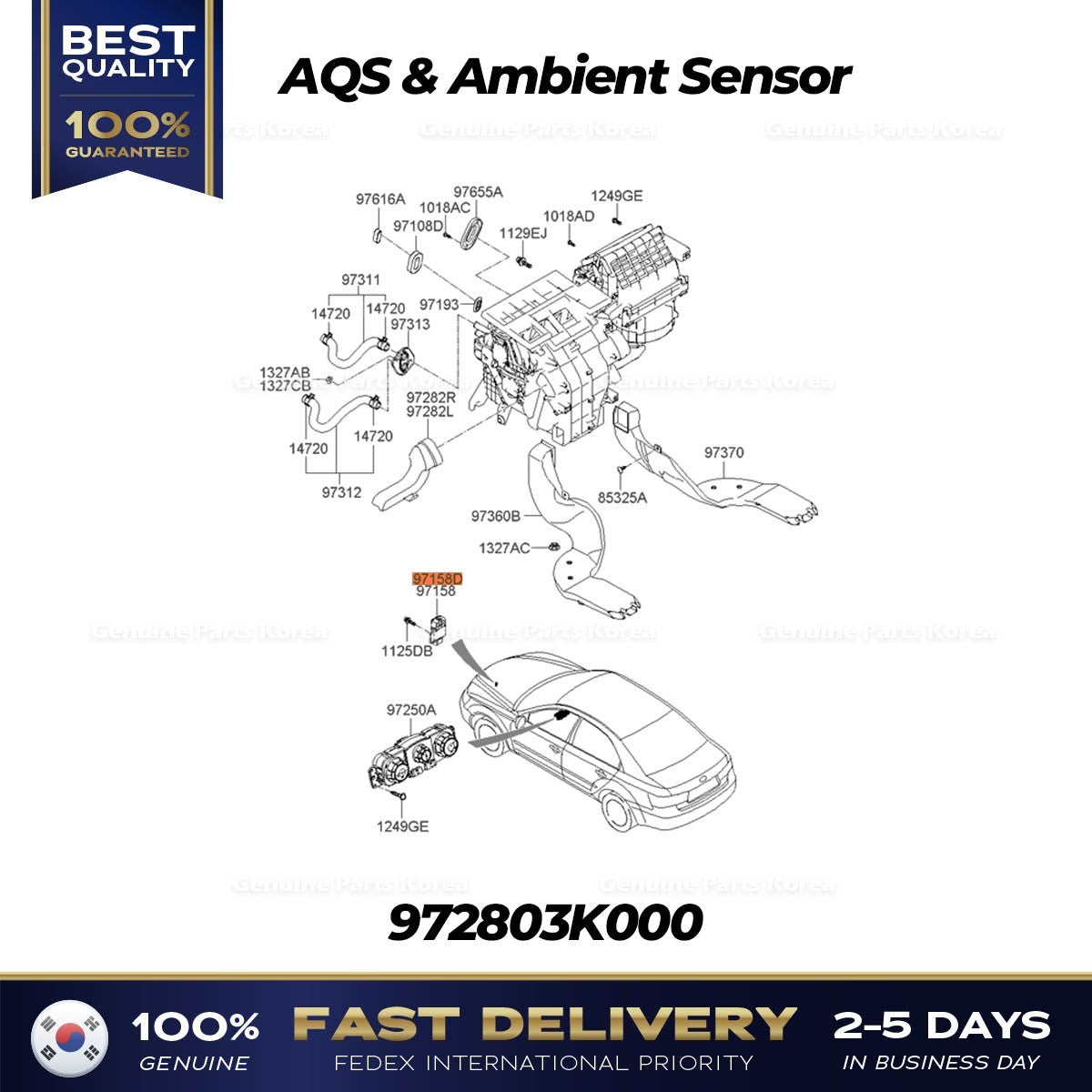 Genuine AQS & Ambient Sensor 972803K000 for Hyundai Sonata