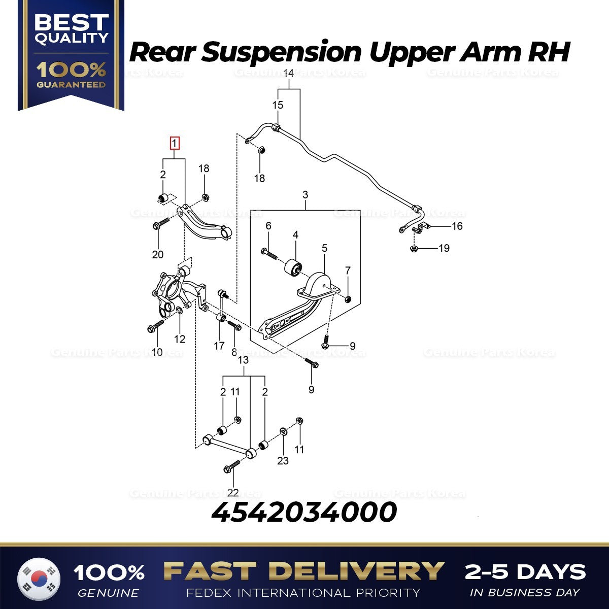 Genuine Rear Suspension Upper Arm RH 4542034000 for Ssangyong Korando C
