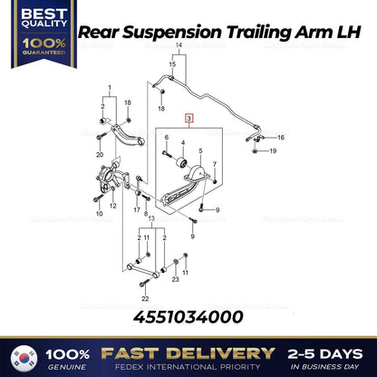 Genuine Rear Suspension Trailing Arm LH 4551034000 for Ssangyong Korando C