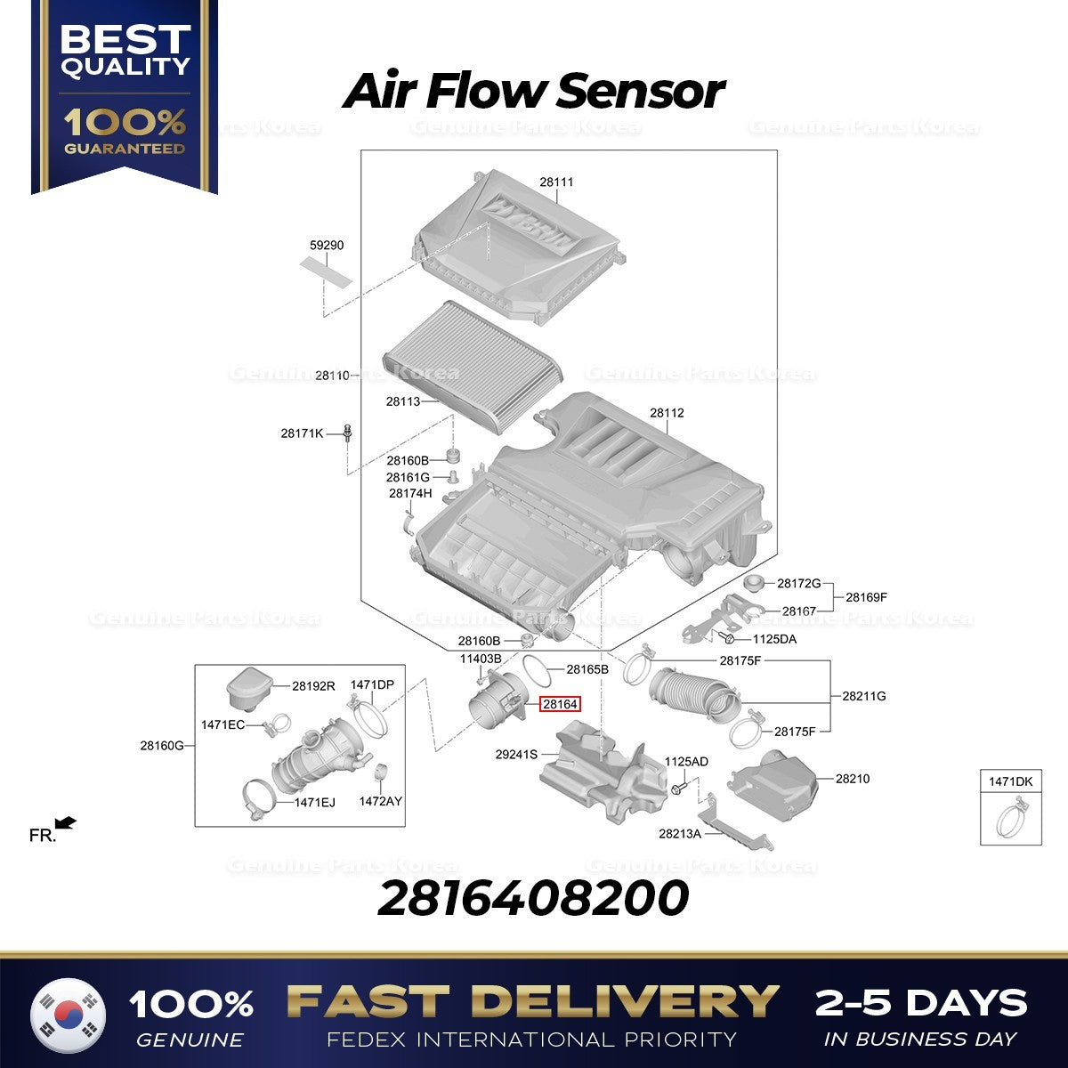 Genuine Air Flow Sensor 2816408200 for Kia Niro