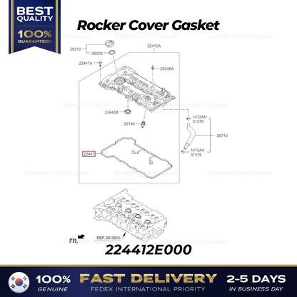 Genuine Rocker Cover Gasket 224412E000 for Hyundai Elantra Kia Forte