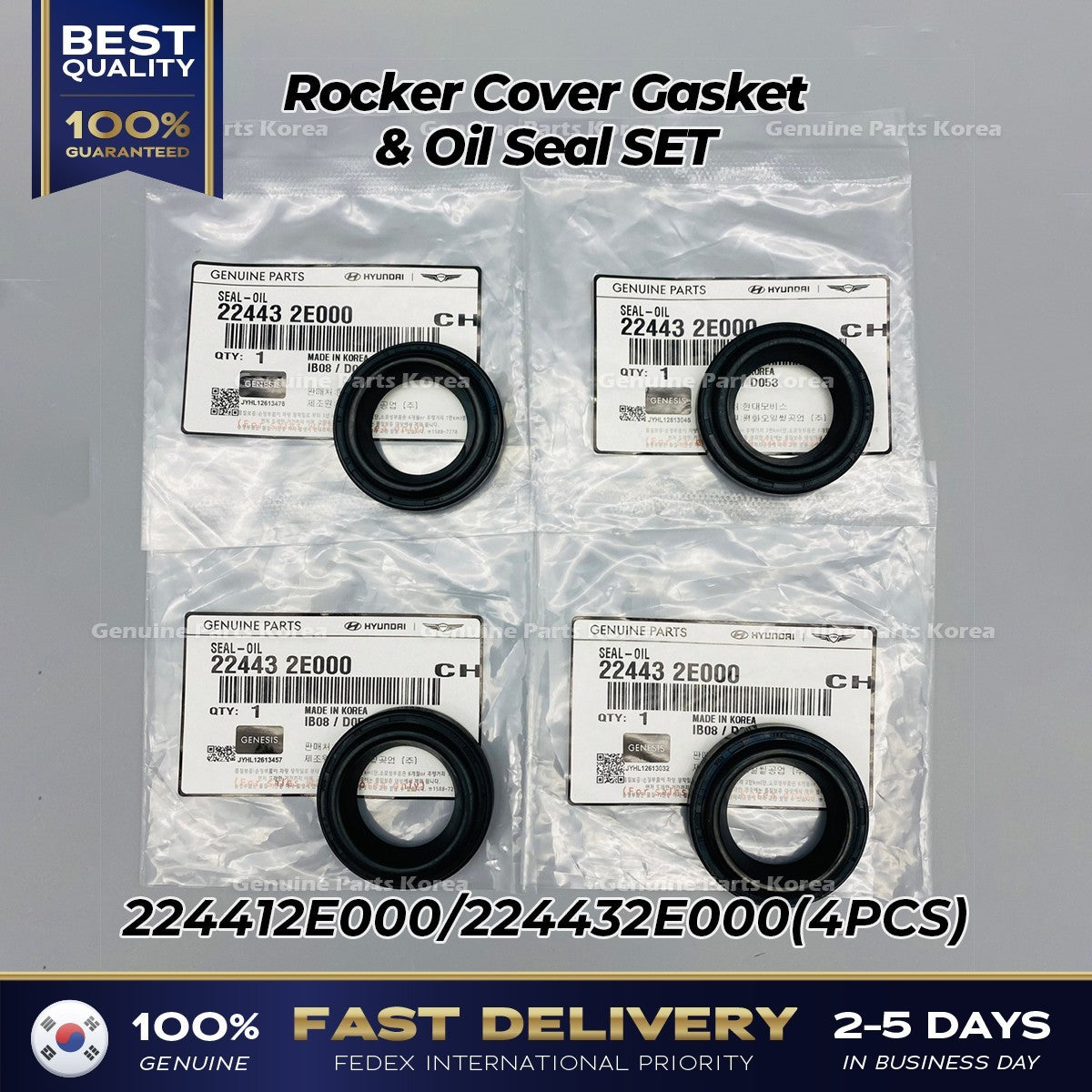 Genuine Rocker Cover Gasket & Oil Seal SET 224412E000 for Hyundai Elantra