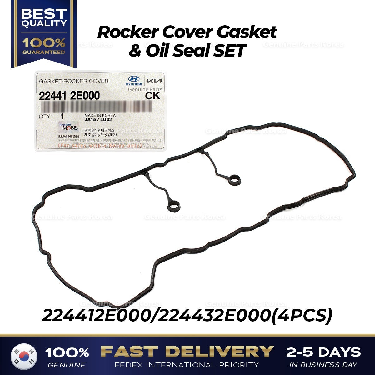 Genuine Rocker Cover Gasket & Oil Seal SET 224412E000 for Hyundai Elantra