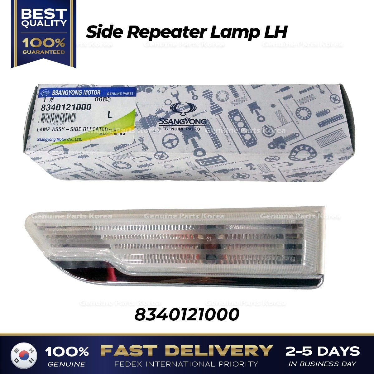 Genuine Side Repeater Lamp LH 8340121000 for Ssangyong Korando Turismo