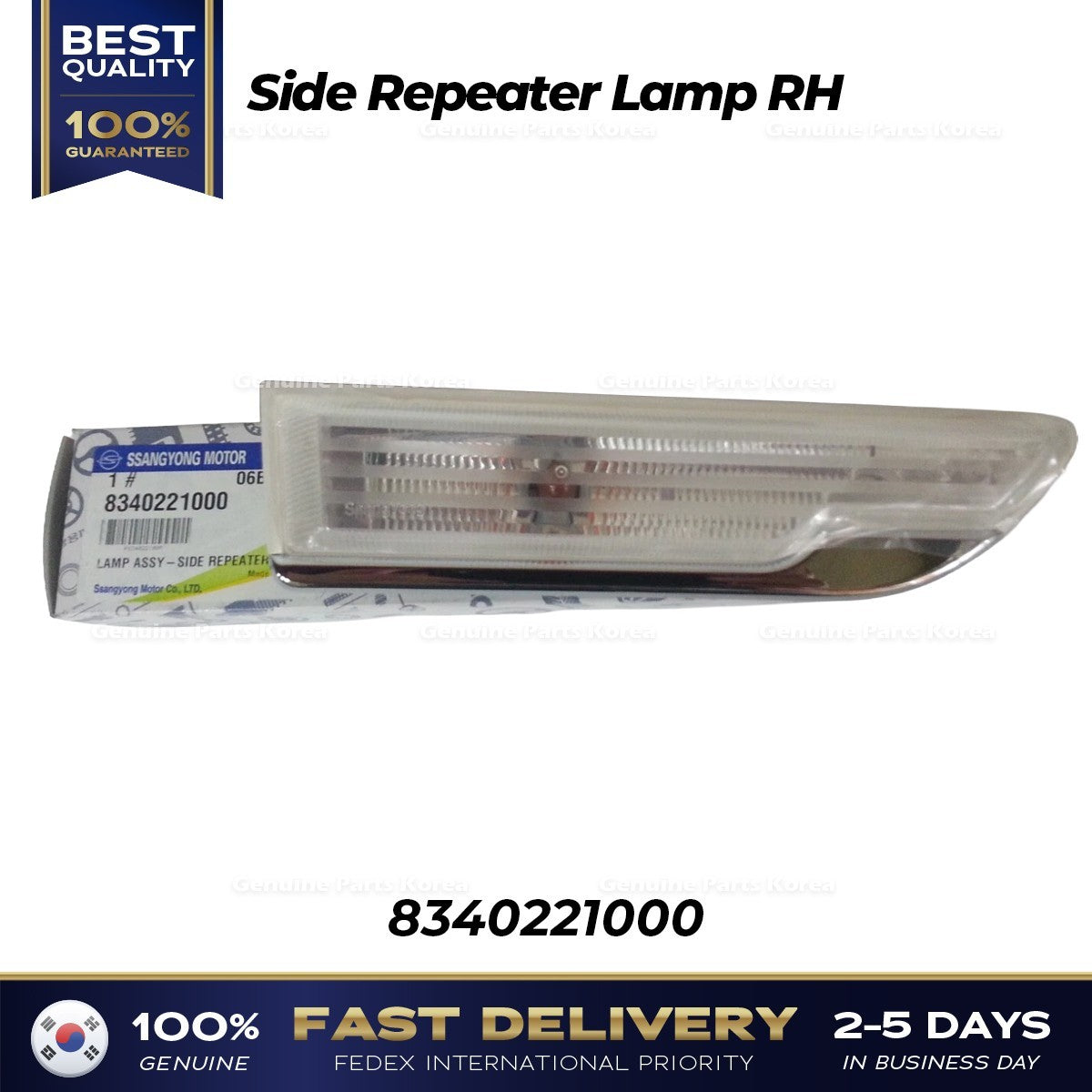 Genuine Side Repeater Lamp RH 8340221000 for Ssangyong Korando Turismo