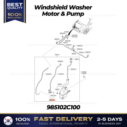 Genuine Windshield Washer Motor & Pump 985102C100 for Hyundai Tucson