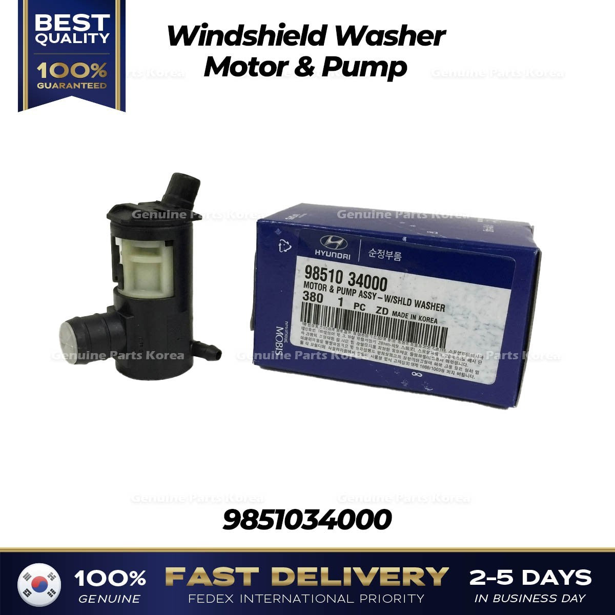 Genuine Windshield Washer Motor & Pump 9851034000 for Hyundai Accent