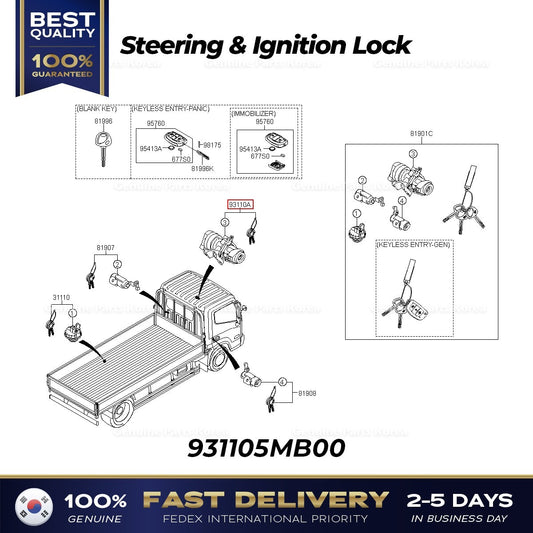 Genuine Steering & Ignition Lock 931105MB00 for Hyundai Mighty