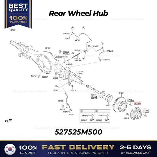 Genuine Rear Wheel Hub 527525M500 for Hyundai Mighty