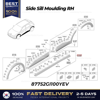 Genuine Side Sill Moulding RH 87752GI100YEV for Hyundai Ioniq 5