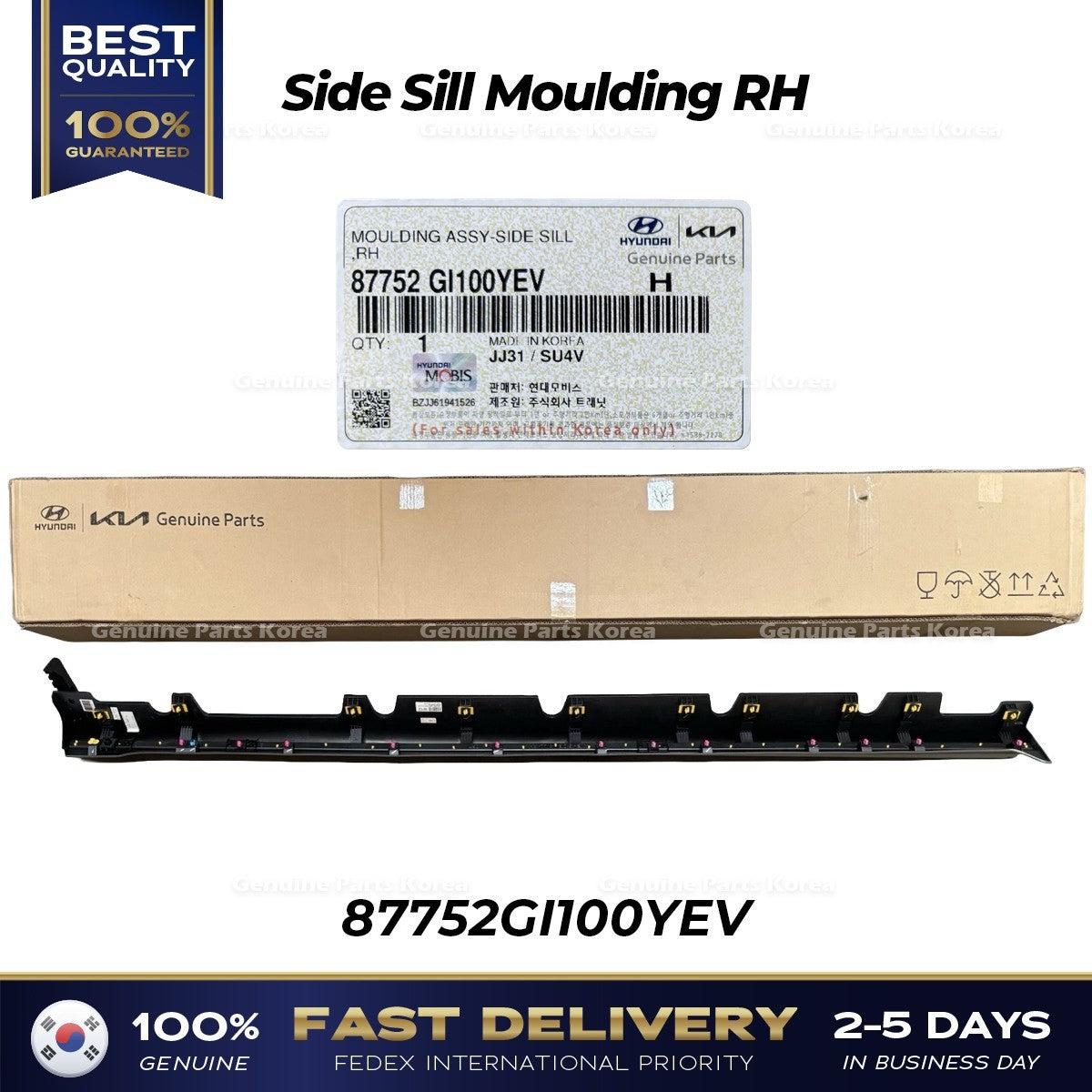 Genuine Side Sill Moulding RH 87752GI100YEV for Hyundai Ioniq 5