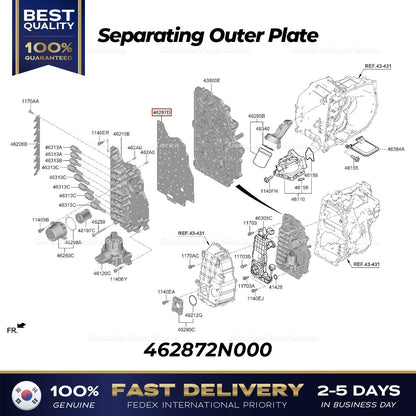 Genuine Separating Outer Plate 462872N000 for Hyundai Elantra N Kona N