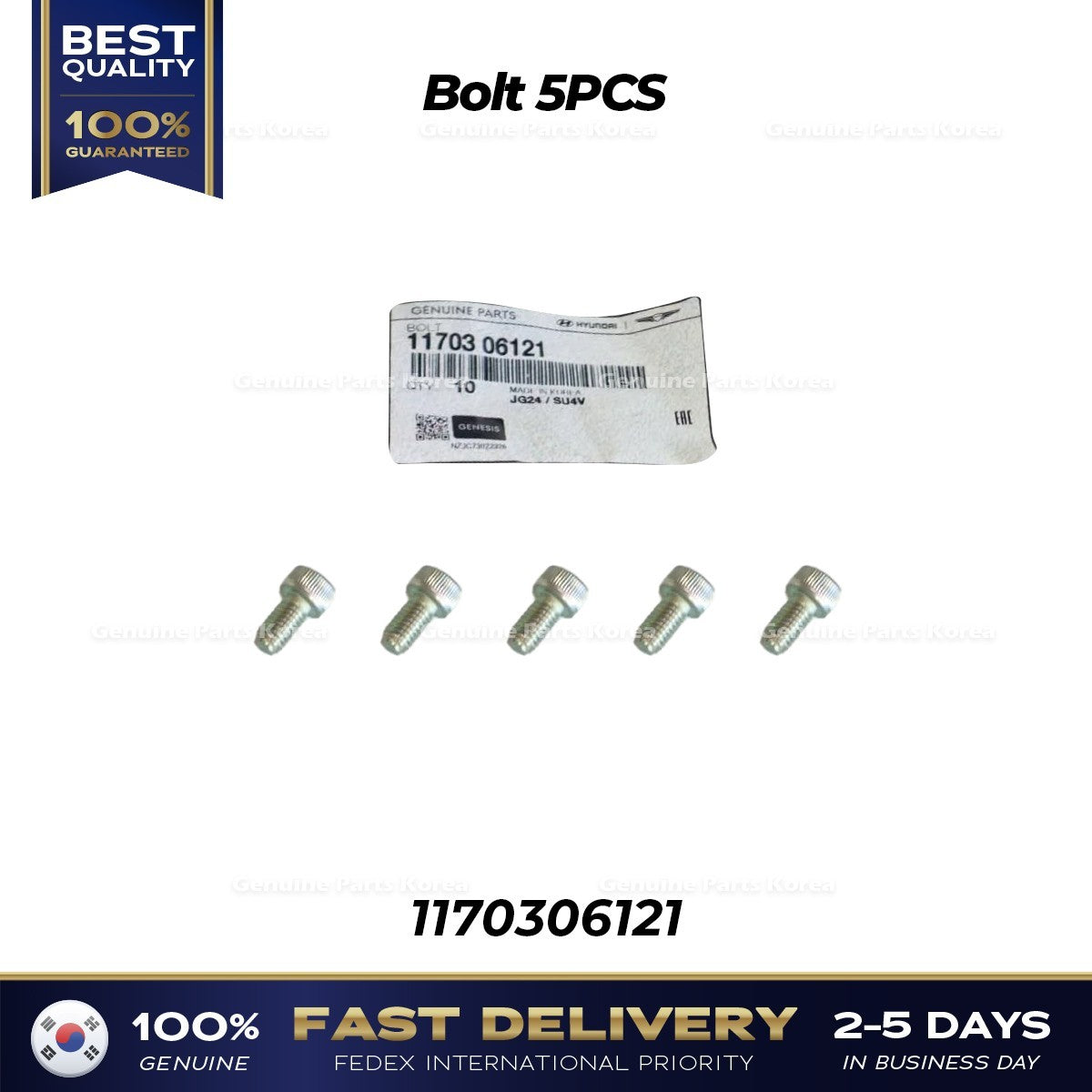 Genuine Bolt 5PCS 1170306121 for Hyundai Kia