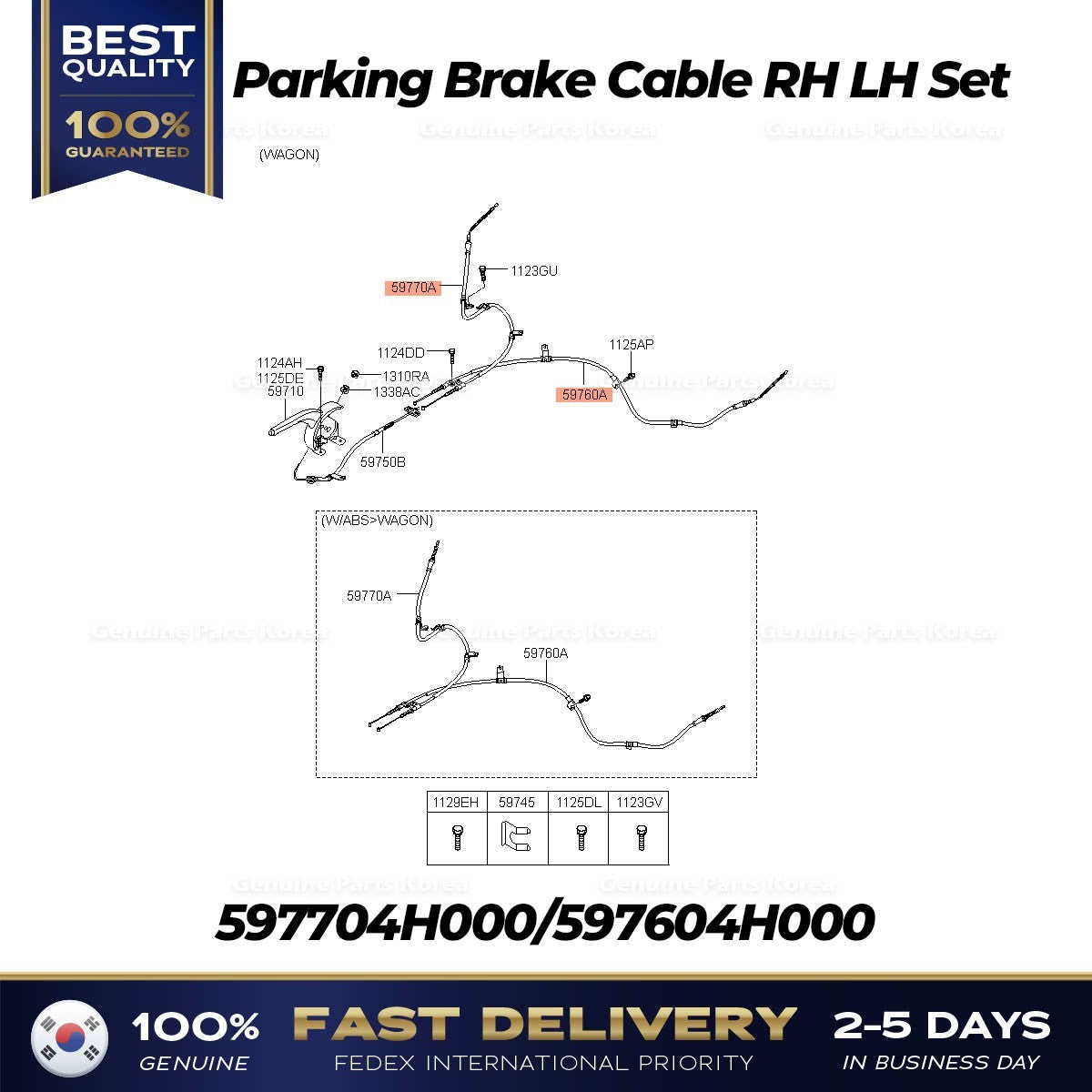 Genuine  Parking Brake Cable RH LH Set for Hyundai H-1