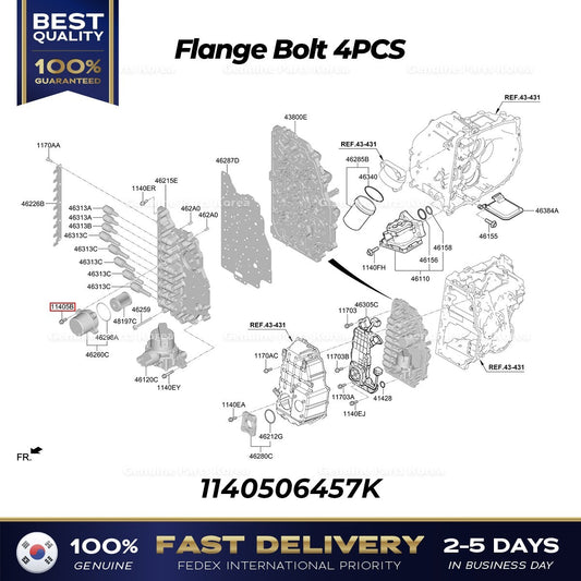 Genuine Flange Bolt 4PCS 1140506457K for Hyundai Elantra N Kona N Kia K5