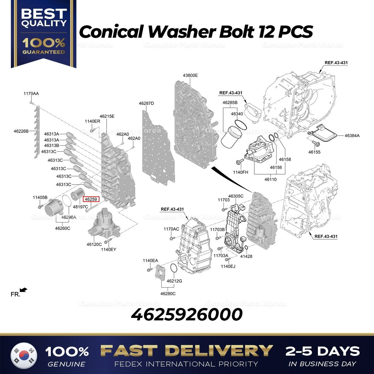 Genuine Conical Washer Bolt 12 PCS 4625926000 for Hyundai Kia