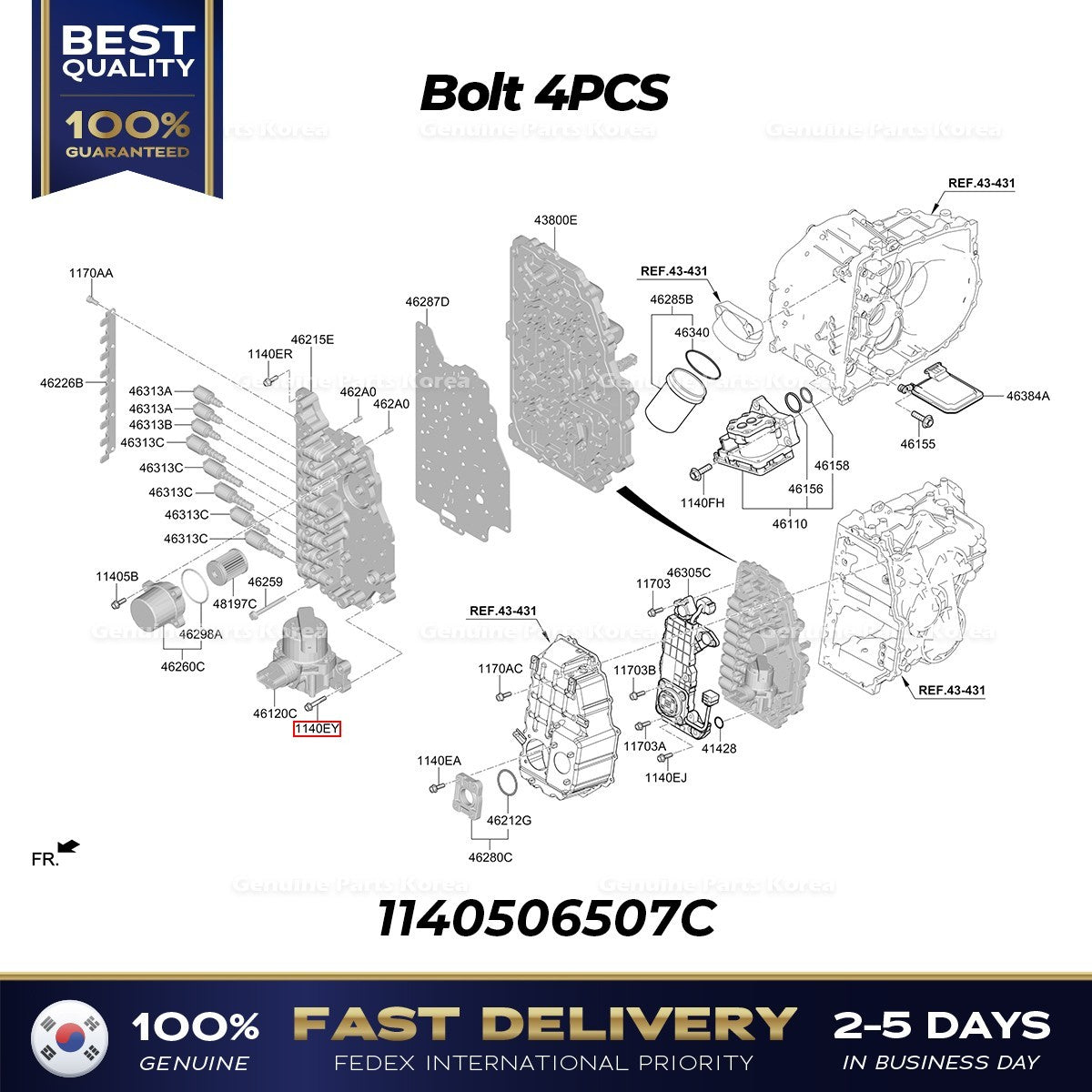 Genuine Bolt 4PCS 1140506507C for Hyundai Elantra Kona Kia K5