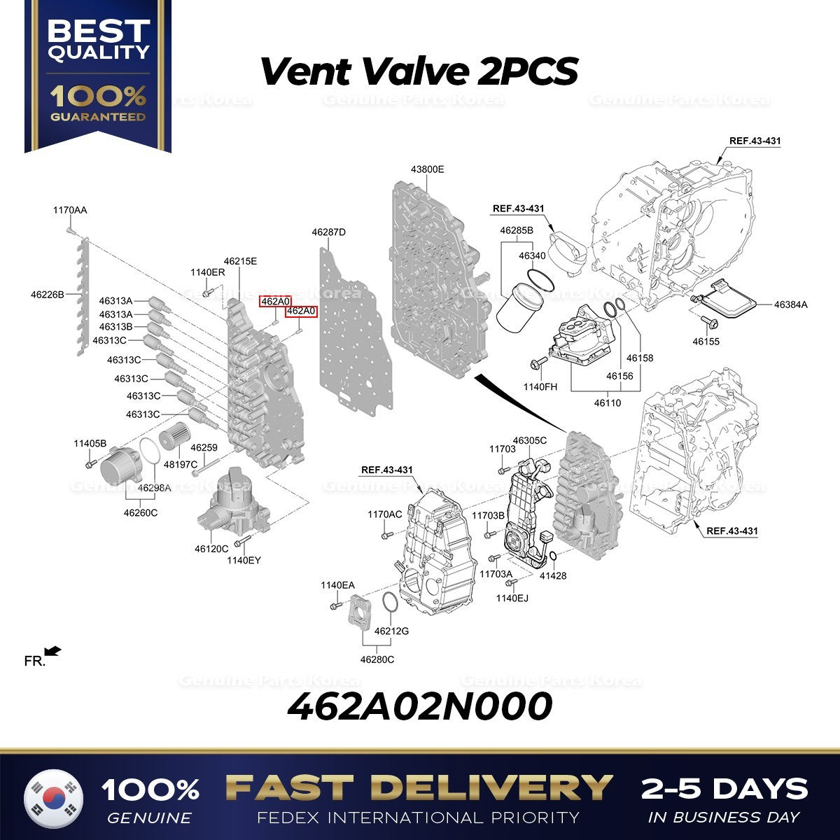 Genuine Vent Valve 2PCS 462A02N000 for Hyundai Elantra N Kona N Kia K5