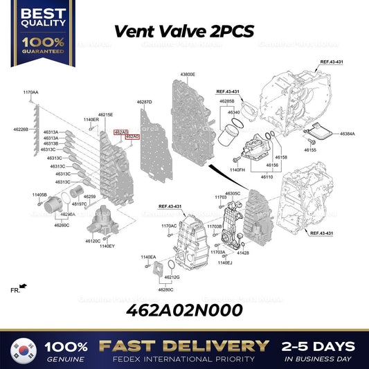 Genuine Vent Valve 2PCS 462A02N000 for Hyundai Elantra N Kona N Kia K5