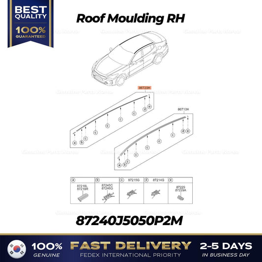 Genuine Roof Moulding RH 87240J5050P2M for Kia Stinger