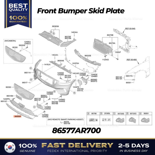 Genuine Front Bumper Skid Plate 86577AR700 for Genesis GV70