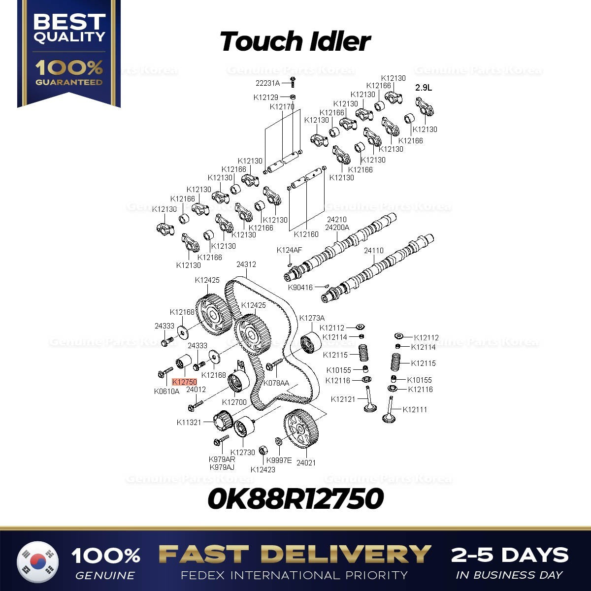 Genuine Touch Idler 0K88R12750 for Hyundai Terracan