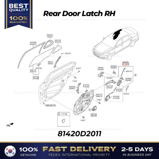 Genuine Rear Door Latch RH 81420D2011 for Hyundai Genesis G90