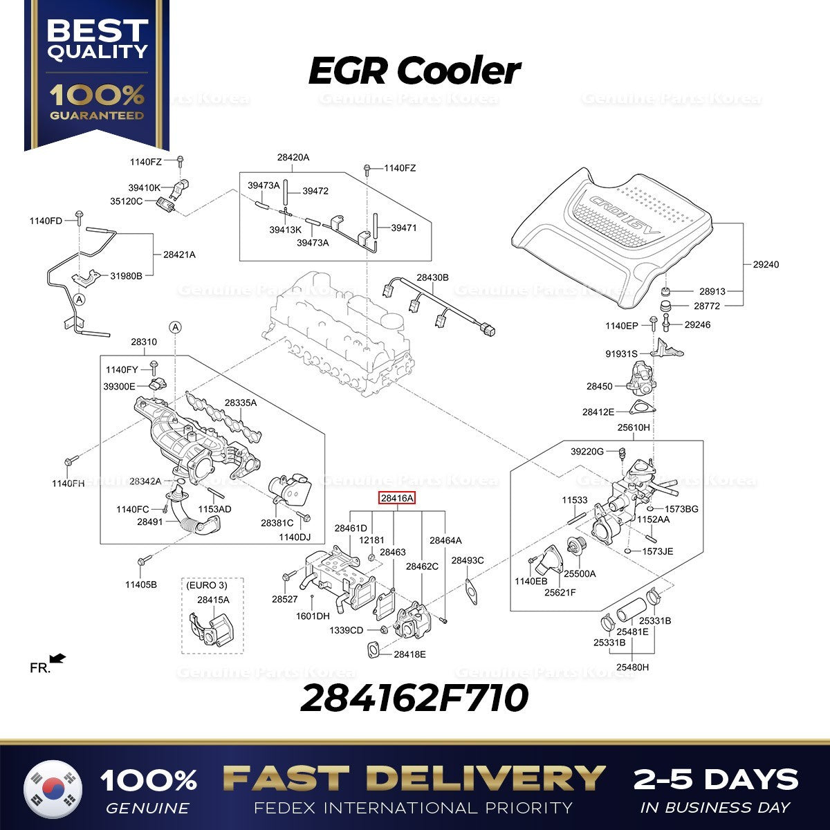 Genuine EGR Cooler 284162F710 for Hyundai Santa Fe