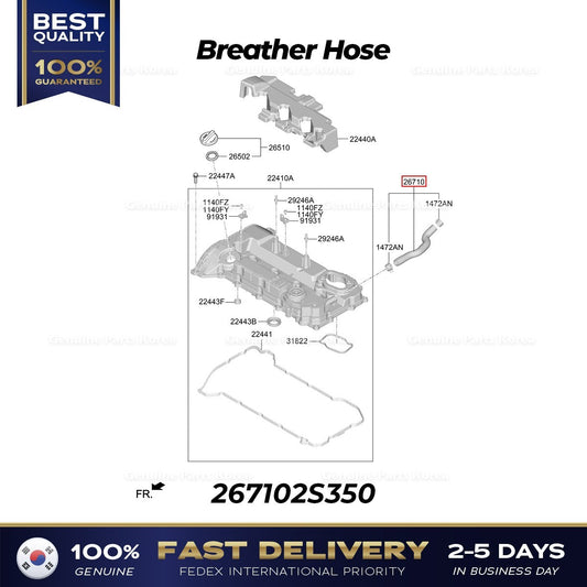 Genuine Breather Hose 267102S350 for Hyundai Sonata Kia Sorento