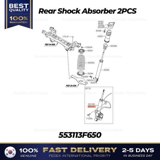 Genuine Rear Shock Absorber 2PCS 553113F650 for Kia Amanti Opirus