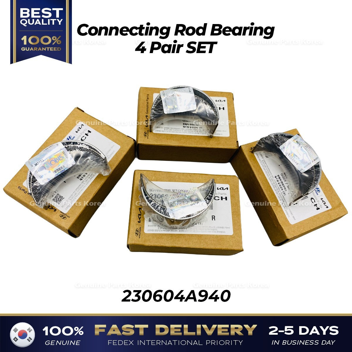 Genuine Connecting Rod Bearing 4 Pair SET 230604A940 for Hyundai H1 H350