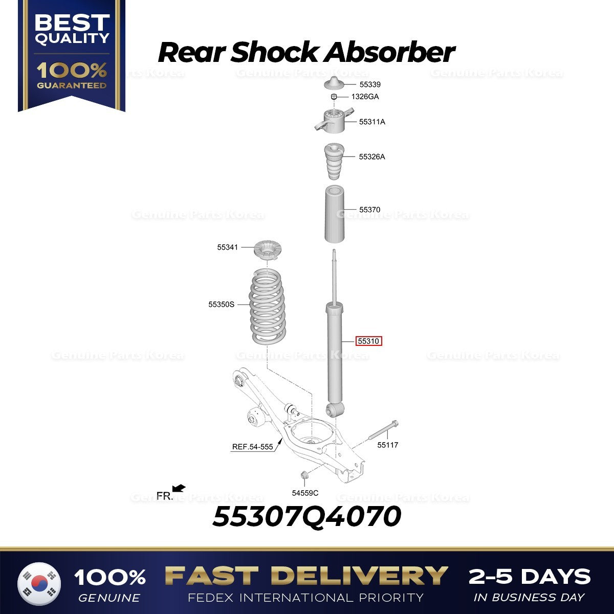 Genuine Rear Shock Absorber 55307Q4070 for Kia Niro Electric