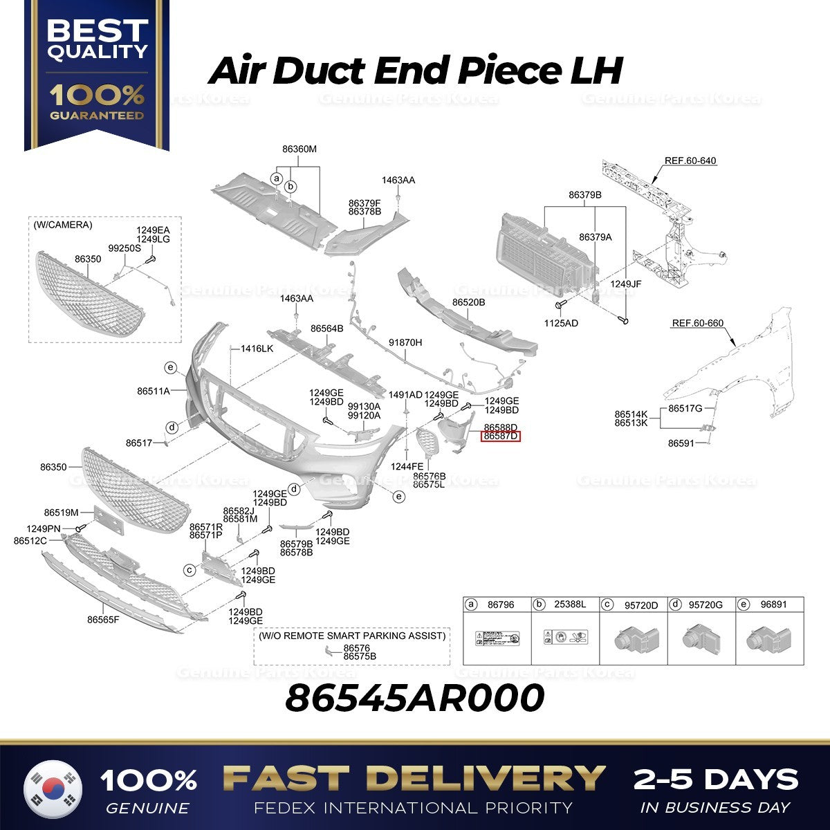 Genuine Air Duct End Piece LH 86545AR000 for Hyundai Genesis GV70